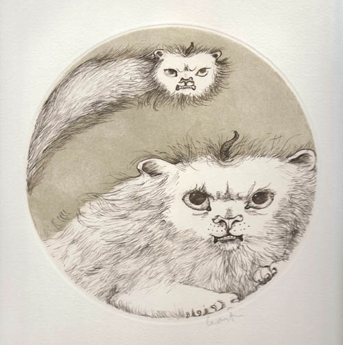 Leonor Fini - Les Etrangers - Dieu - 1976 color etching
